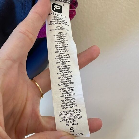 Fabletics Grey & Pink Mesh Layered Racerback Athletic Tank Top - Picture 5 of 5